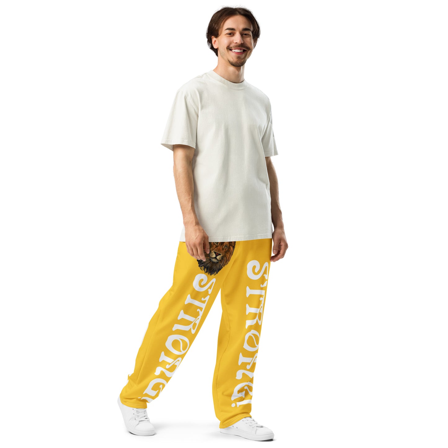 “STRONG!” Yellow Wide-Leg Joggers W/White Font