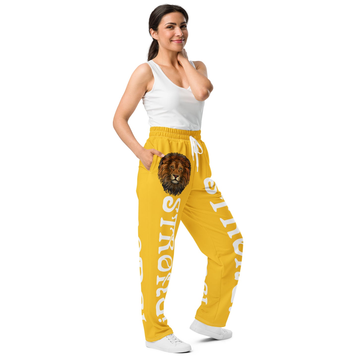 “STRONG!” Yellow Wide-Leg Joggers W/White Font