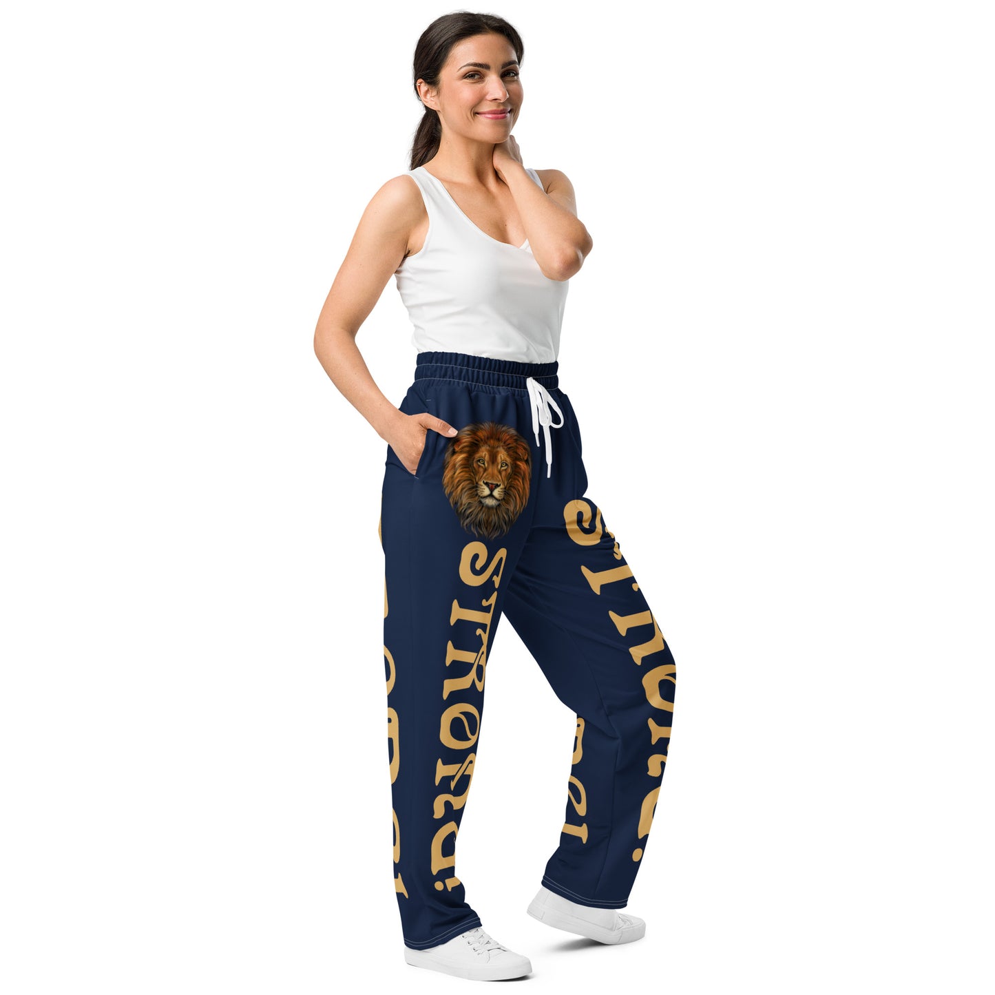 “STRONG!” Navy Wide-Leg Joggers W/Fawn Font