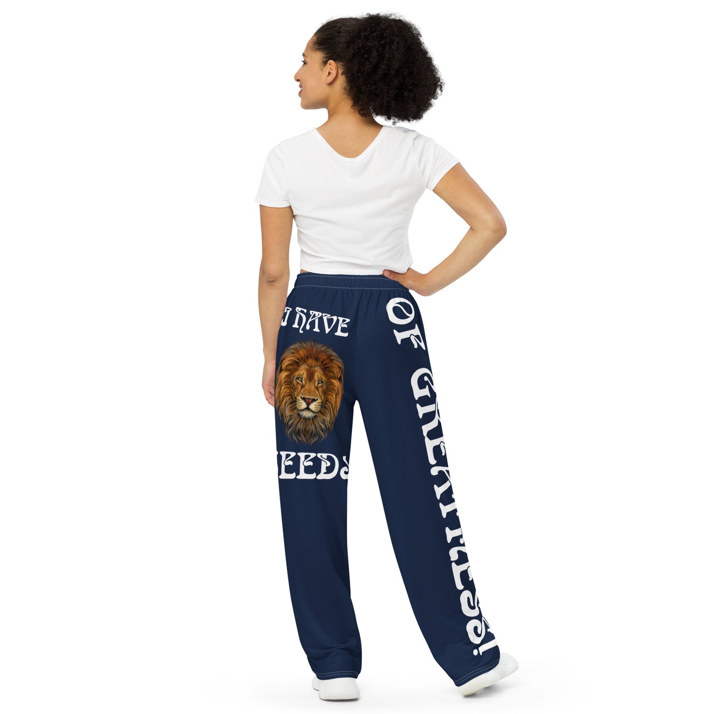 “I HAVE SEEDS OF GREATNESS!” Navy Unisex Wide-Leg Pants W/White Font