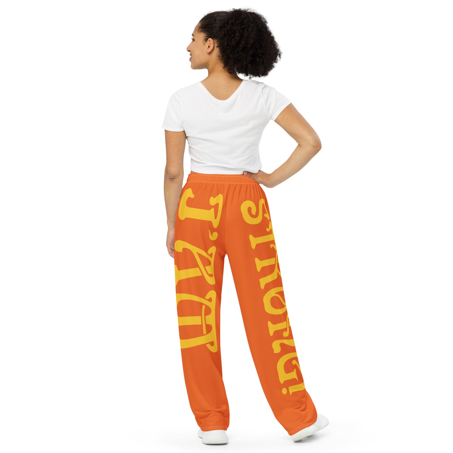 “I’AM STRONG!” Orange Unisex Wide-Leg Pants W/Yellow Font