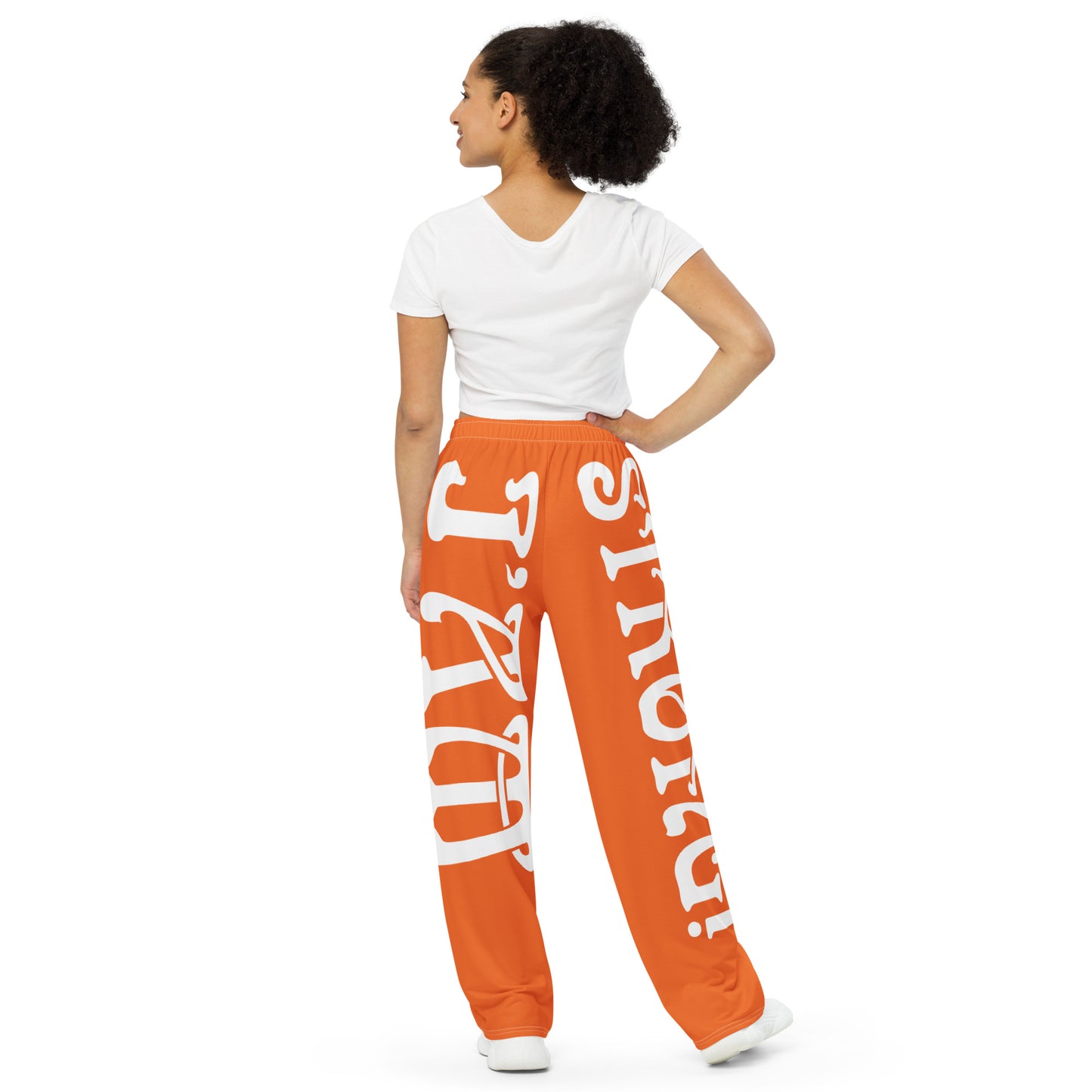 “I’AM STRONG!” Orange Unisex Wide-Leg Pants W/White Font