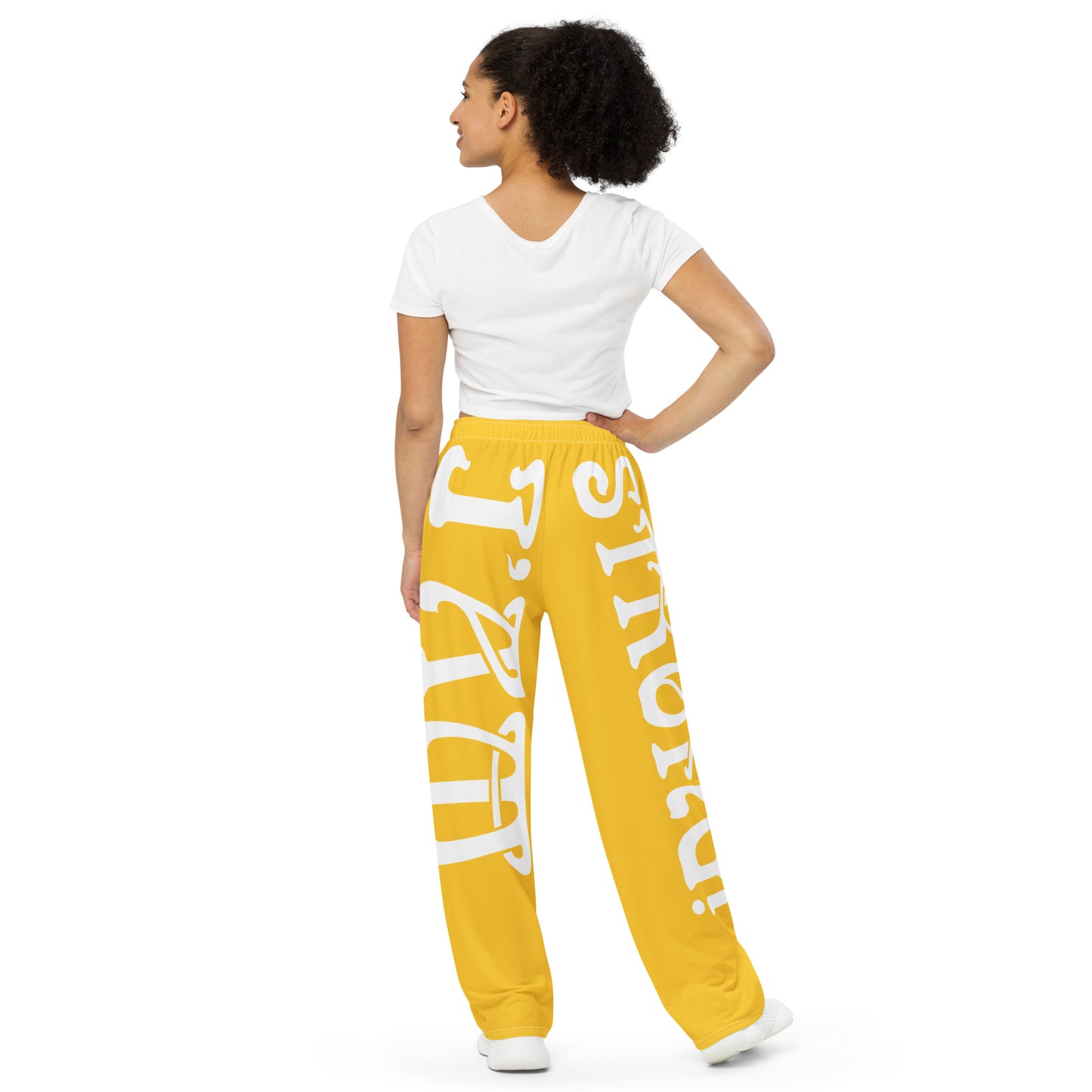 “I’AM STRONG!” Yellow Unisex Wide-Leg Pants W/White Font