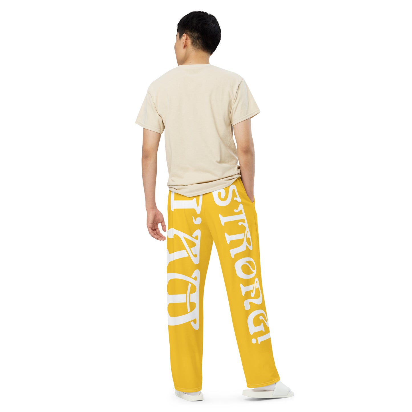 “I’AM STRONG!” Yellow Unisex Wide-Leg Pants W/White Font