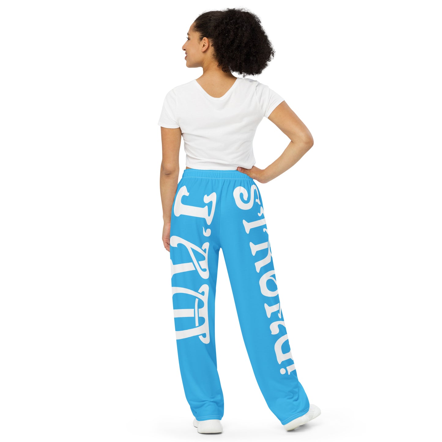 “I’AM STRONG!” SkyBlue Unisex Wide-Leg Pants W/White Font