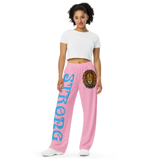 “STRONG”Cotton Candy Unisex Wide-Leg Pants W/SkyBlue Font