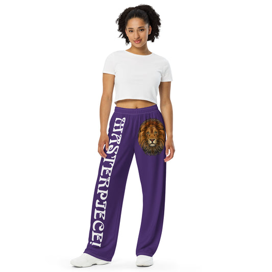 “MASTERPIECE!”Purple Unisex Wide-Leg Pants W/White Font