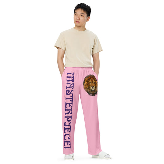 “MASTERPIECE!”Cotton Candy Unisex Wide-Leg Pants W/Purple Font