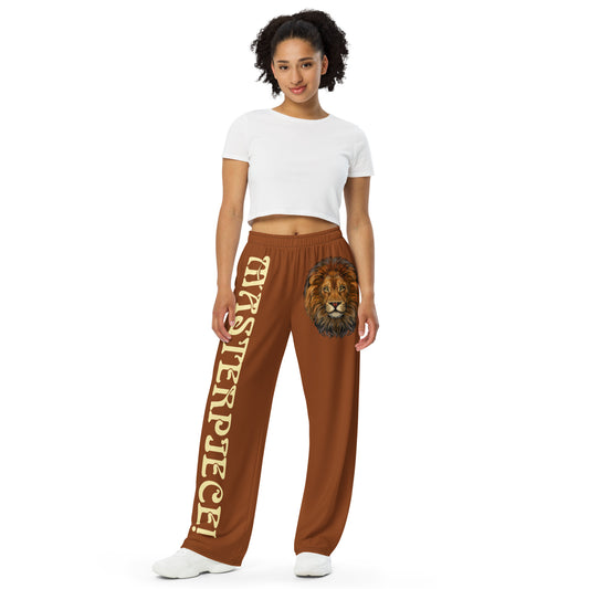 “MASTERPIECE!”Brown Unisex Wide-Leg Pants W/Banana Font