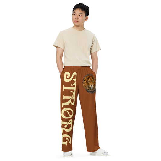 “STRONG”Brown Unisex Wide-Leg Pants W/Banana Font