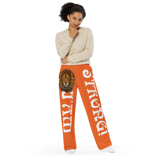 “I’AM STRONG!” Orange Unisex Wide-Leg Pants W/White Font