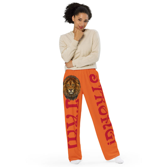 “I’AM STRONG!” Orange Unisex Wide-Leg Pants W/Red Font