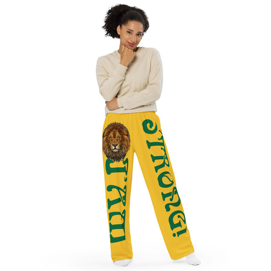 “I’AM STRONG!” Yellow Unisex Wide-Leg Pants W/Green Font