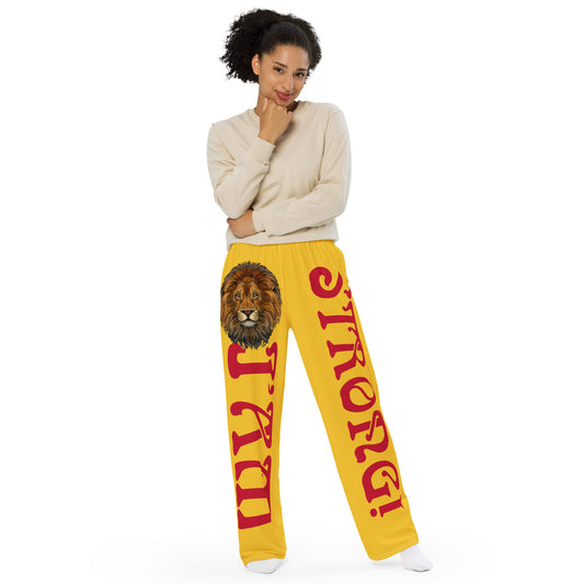 “I’AM STRONG!” Yellow Unisex Wide-Leg Pants W/Red Font