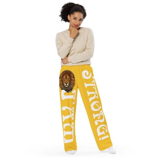 “I’AM STRONG!” Yellow Unisex Wide-Leg Pants W/White Font