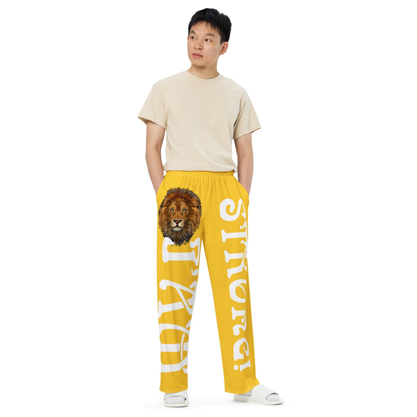 “I’AM STRONG!” Yellow Unisex Wide-Leg Pants W/White Font