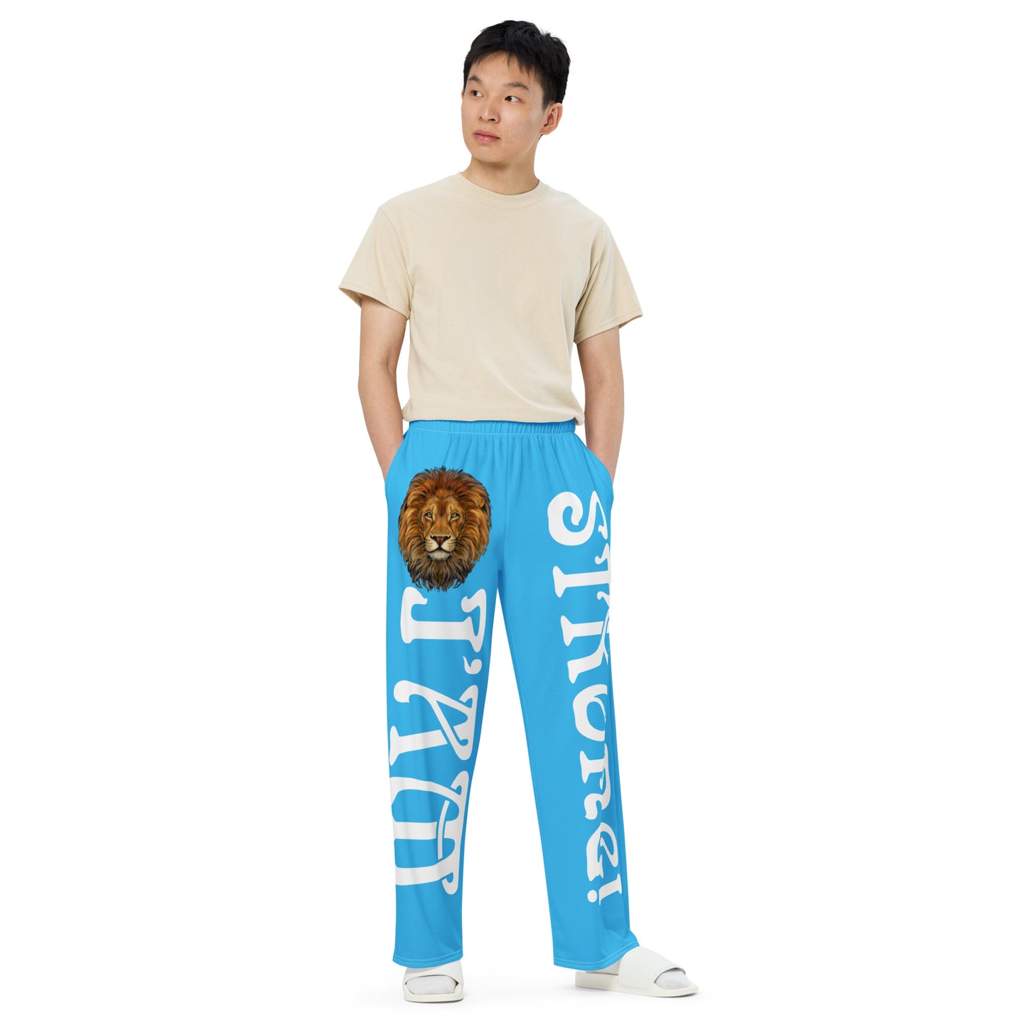 “I’AM STRONG!” SkyBlue Unisex Wide-Leg Pants W/White Font