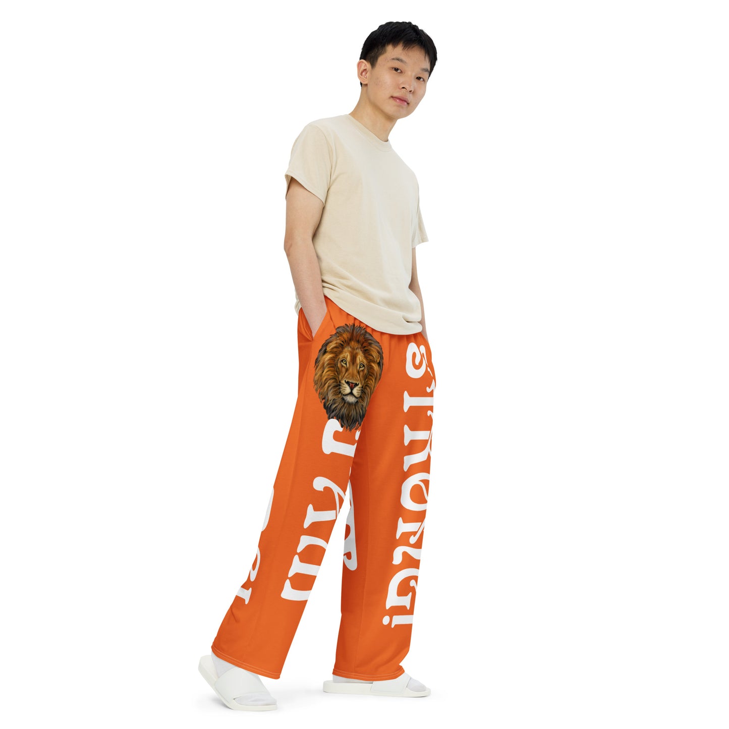 “I’AM STRONG!” Orange Unisex Wide-Leg Pants W/White Font