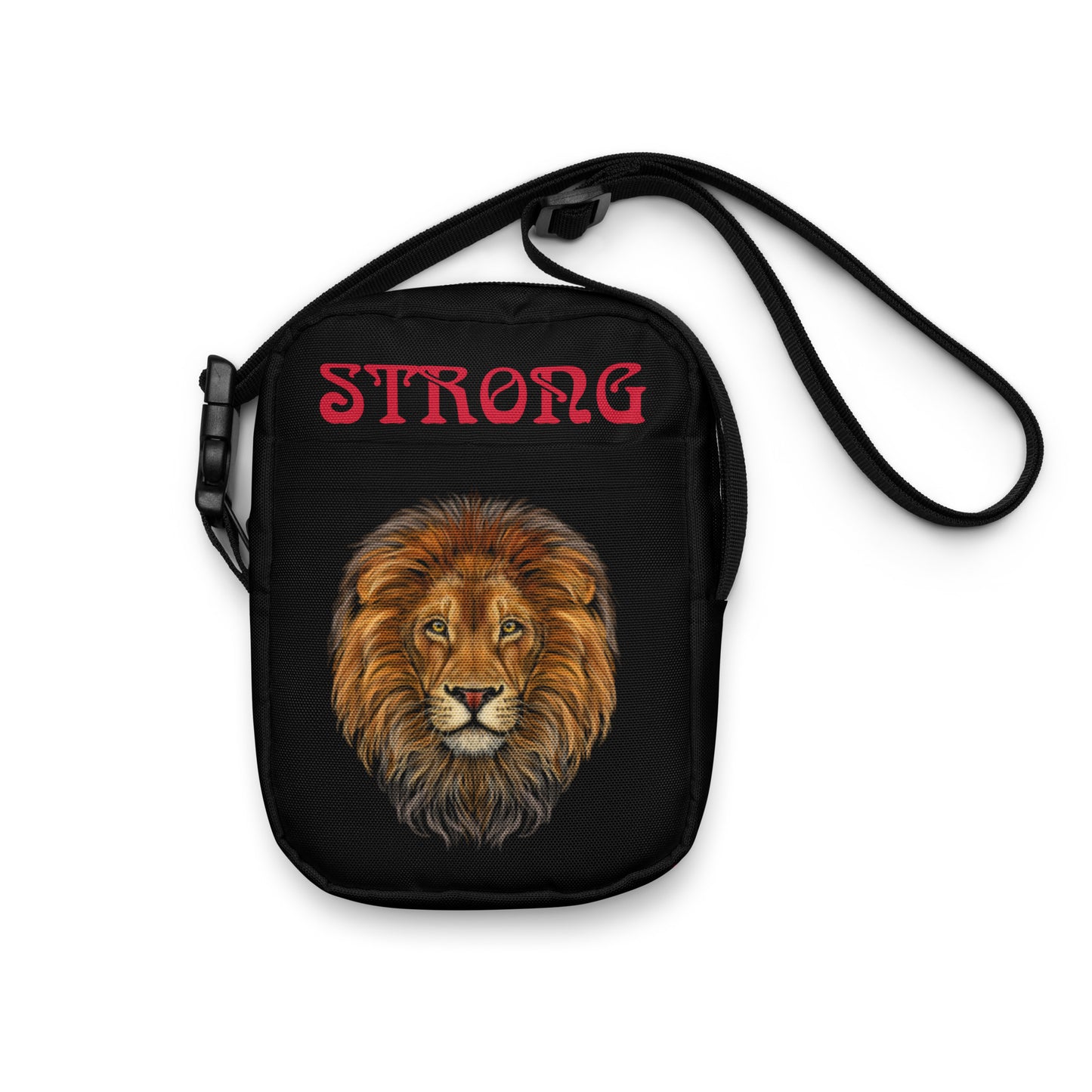“I’AM STRONG”Black Utility Crossbody Bag W/Red Font