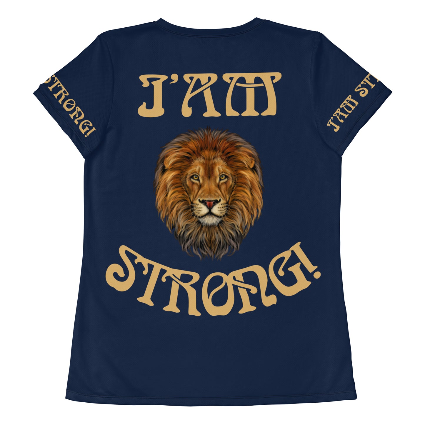 “STRONG”Navy All-Over Print Women's Athletic T-Shirt W/Fawn Font