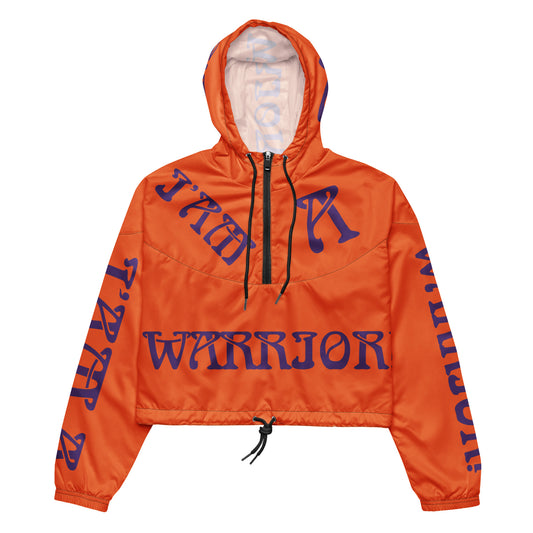 “I’AM A WARRIOR!” Orange Women’s Cropped Windbreaker W/Purple
