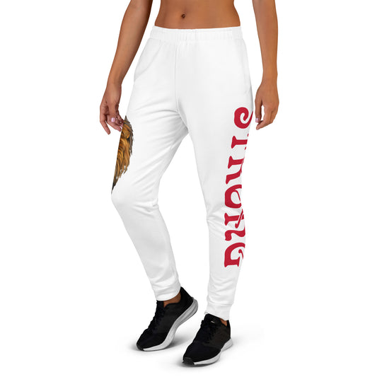 “STRONG”White Women's Joggers W/Red Font