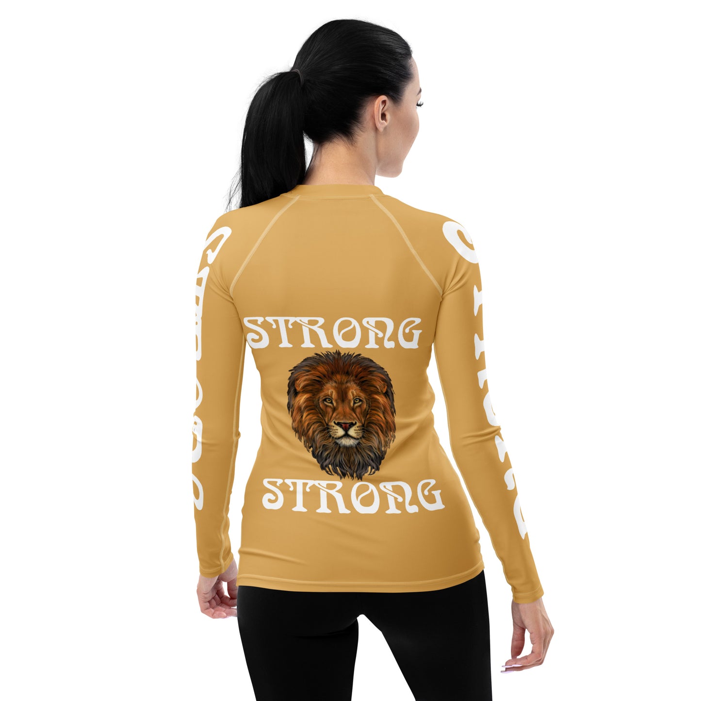 “STRONG”Fawn Women's Rash Guard W/White Font