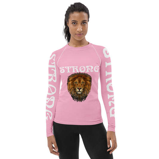 “STRONG” Cotton Candy Women's Rash Guard W/White Font