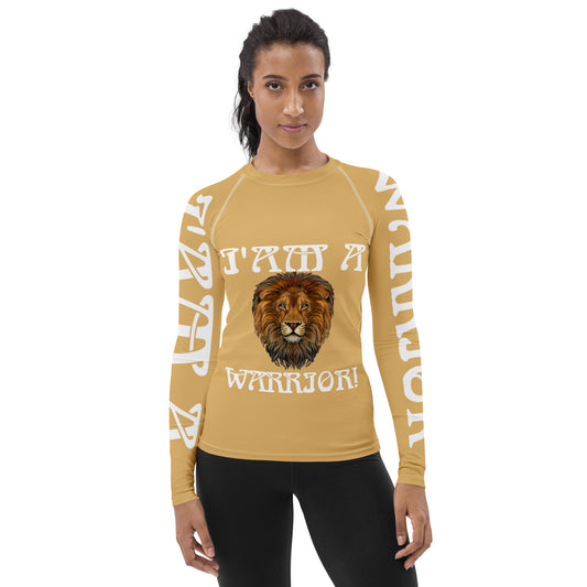 “I’AM A WARRIOR!” Fawn Women's Rash Guard W/White Font