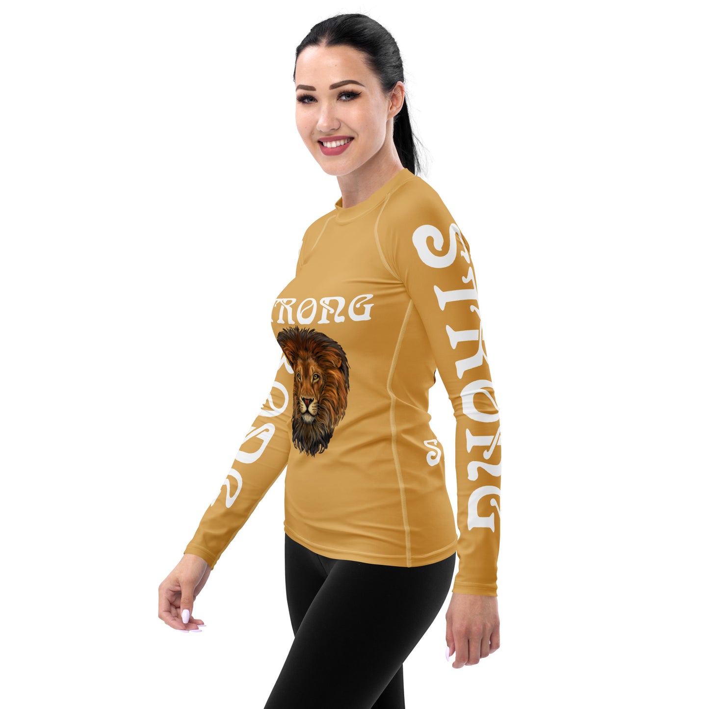 “STRONG”Fawn Women's Rash Guard W/White Font