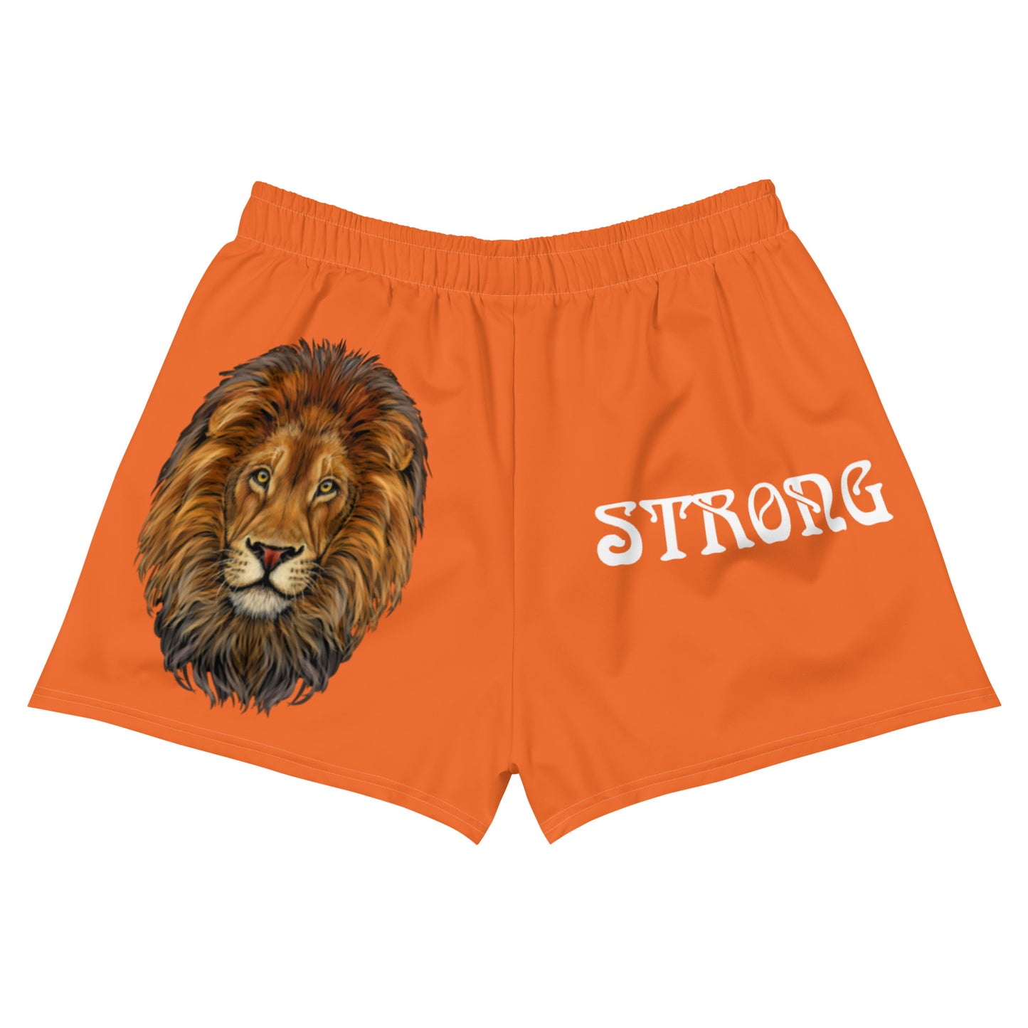 “STRONG” Orange Women’s Athletic Shorts W/White Font