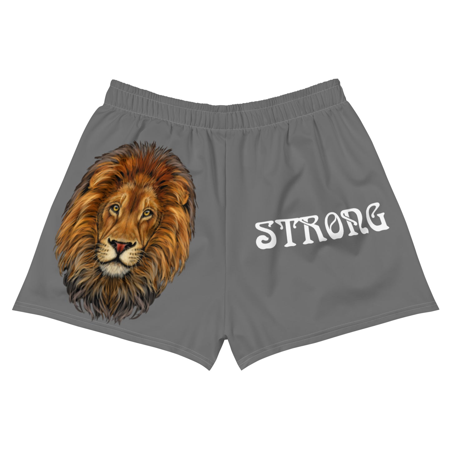 “STRONG” Grey Women’s Athletic Shorts W/White Font