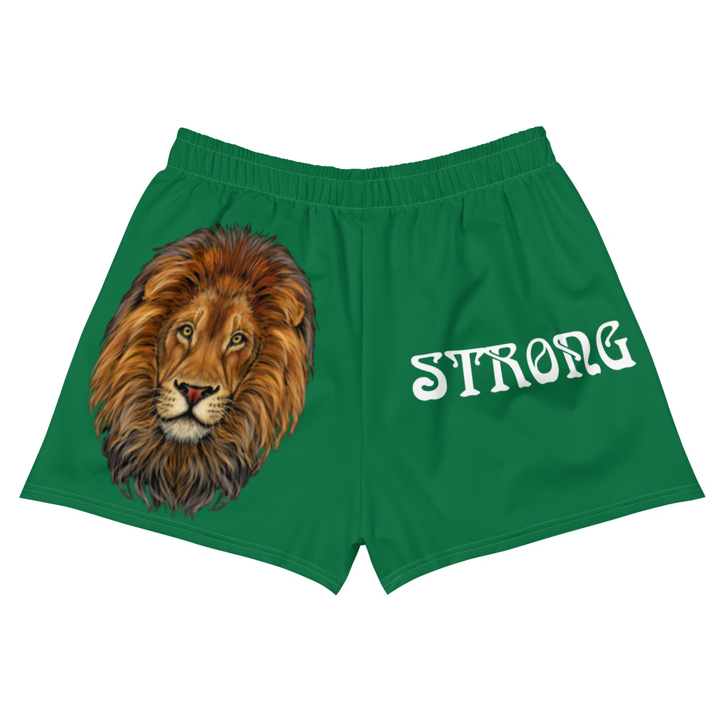 “STRONG” Green Women’s Athletic Shorts W/White Font