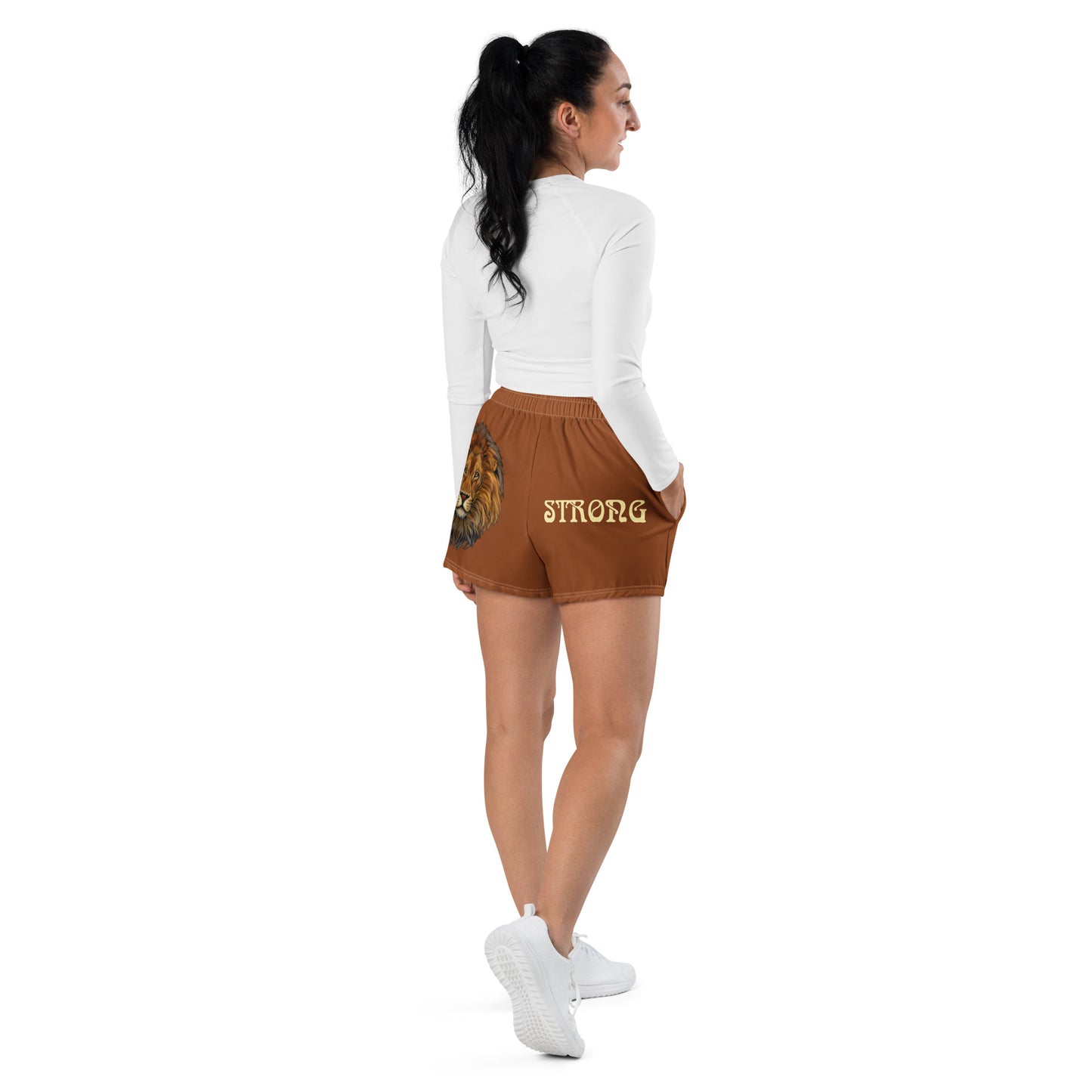 “STRONG” Brown Women’s Athletic Shorts W/Banana Font