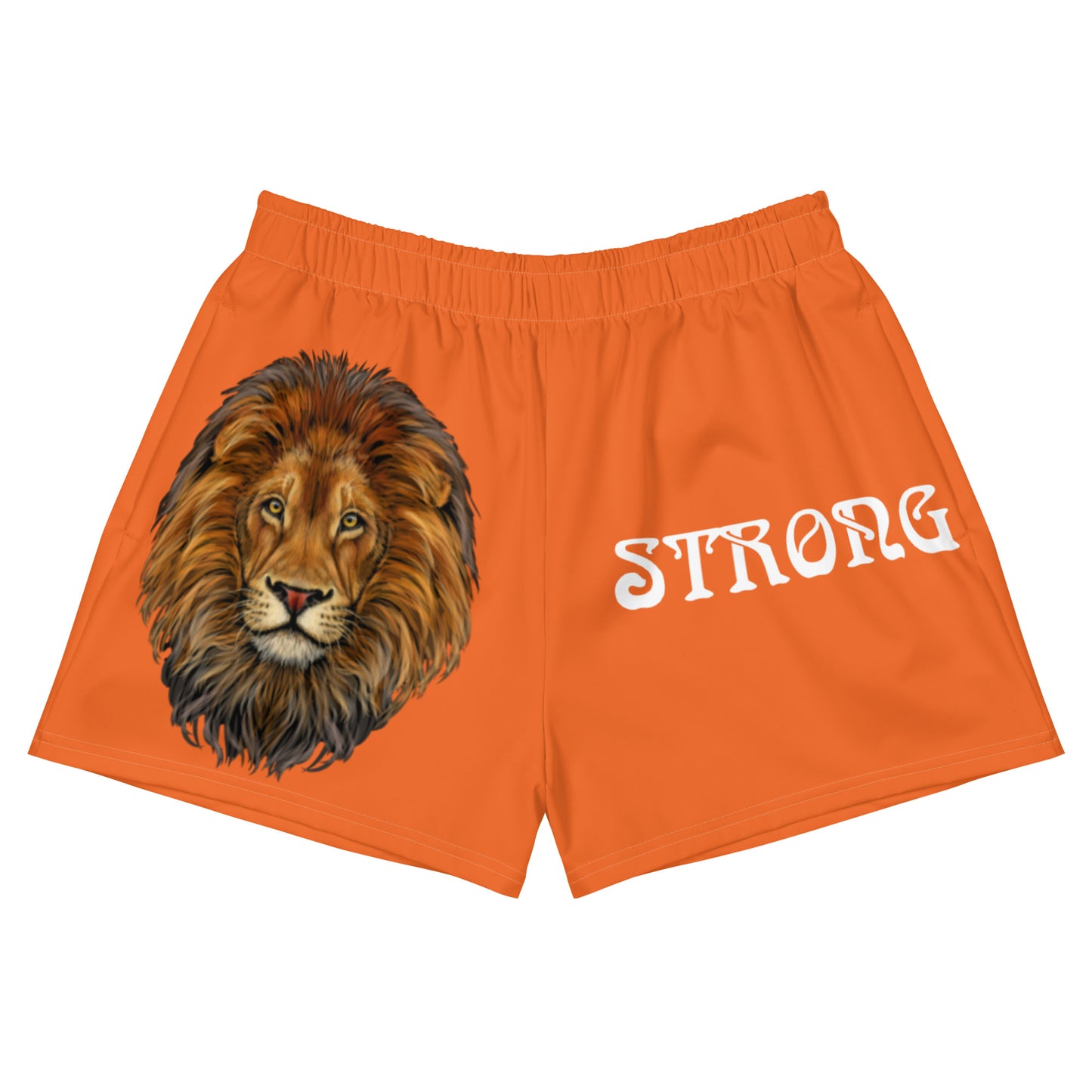 “STRONG” Orange Women’s Athletic Shorts W/White Font