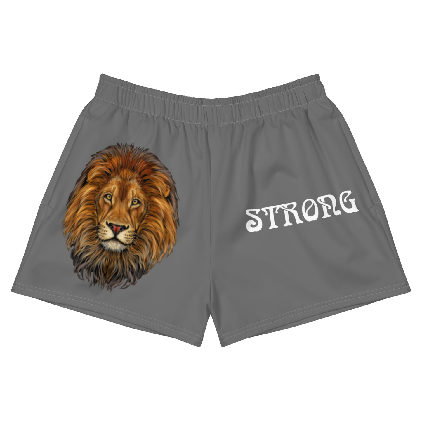 “STRONG” Grey Women’s Athletic Shorts W/White Font