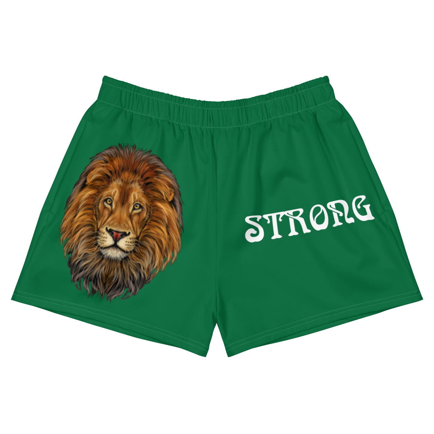 “STRONG” Green Women’s Athletic Shorts W/White Font