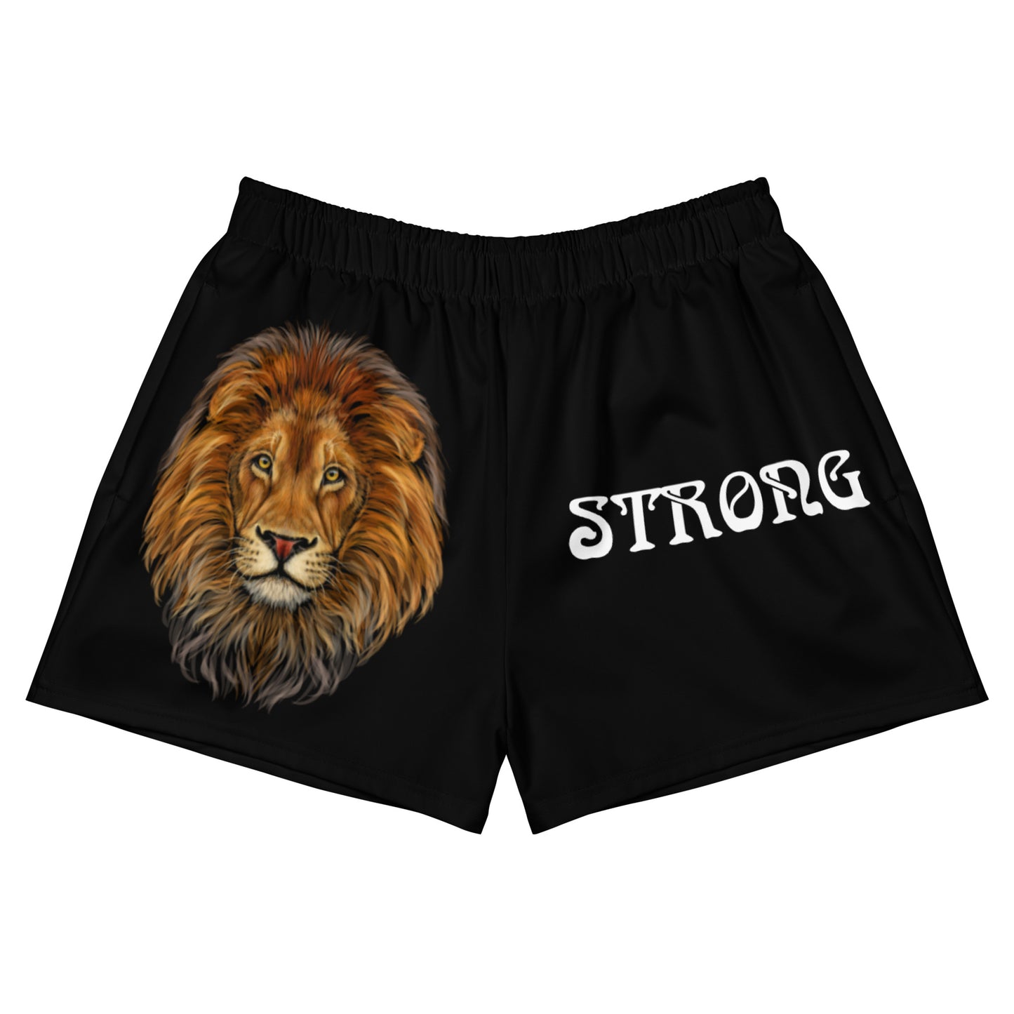 “STRONG” Black Women’s Athletic Shorts W/White Font