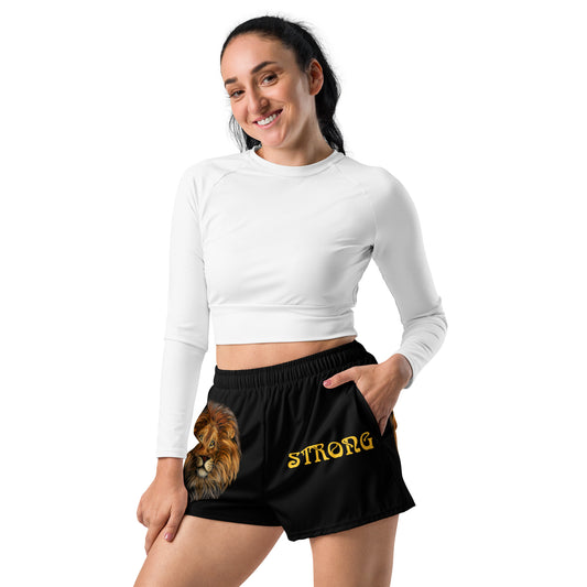 “STRONG” Black Women’s Athletic Shorts W/Yellow Font