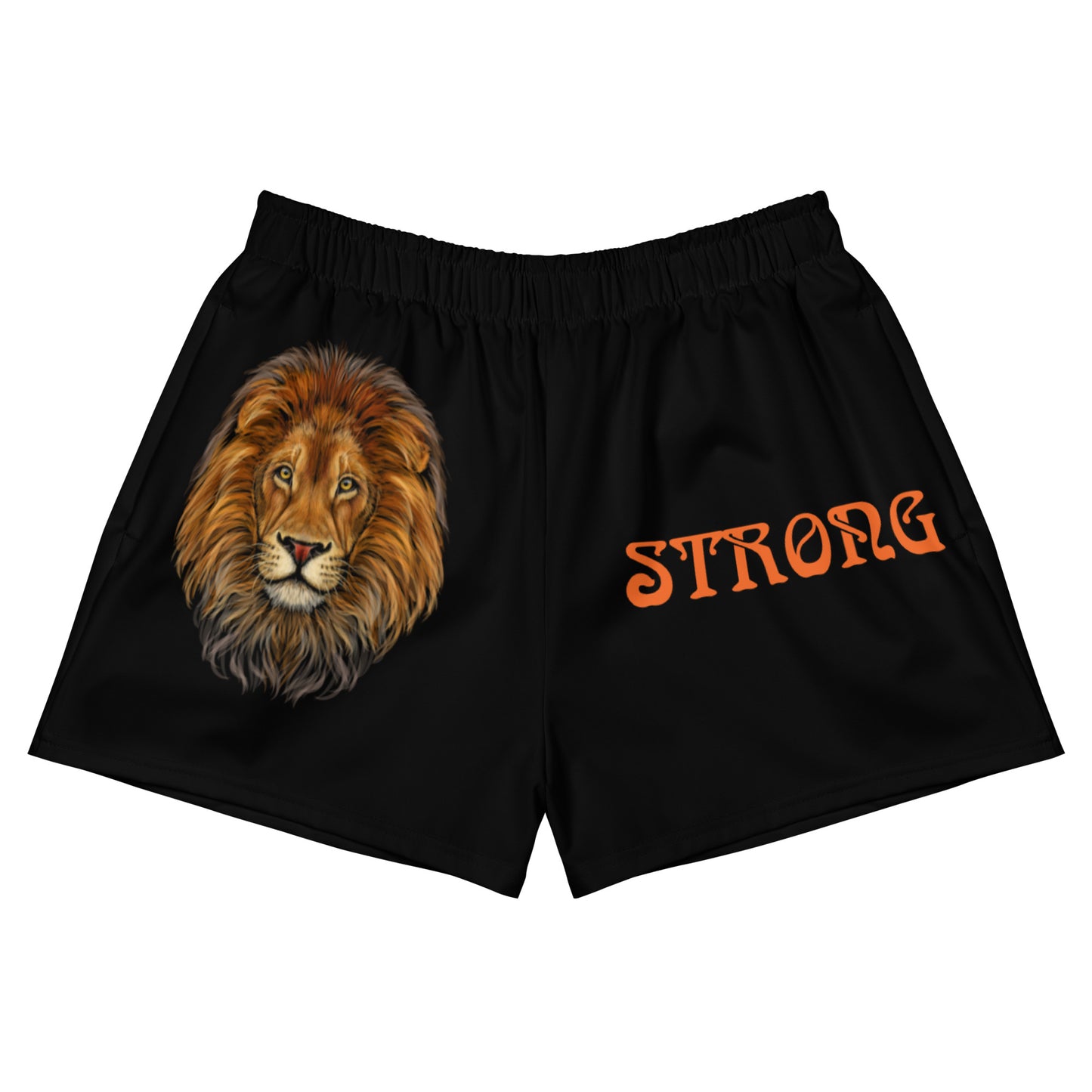 “STRONG” Black Women’s Athletic Shorts W/Orange Font