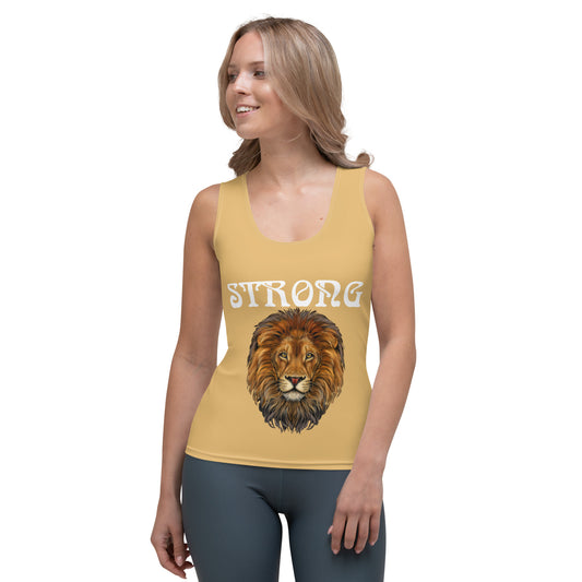 “STRONG”Fawn Sublimation Cut & Sew Tank Top W/White Font