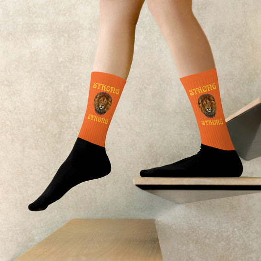 “STRONG”Orange Socks W/Yellow Font