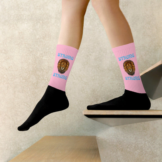 “STRONG”Cotton Candy Socks W/SkyBlue Font