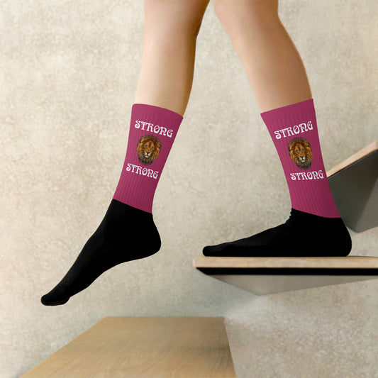 “STRONG”Maroon Socks W/White Font