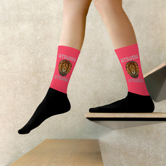 “STRONG”Flamingo Socks W/Silver Font
