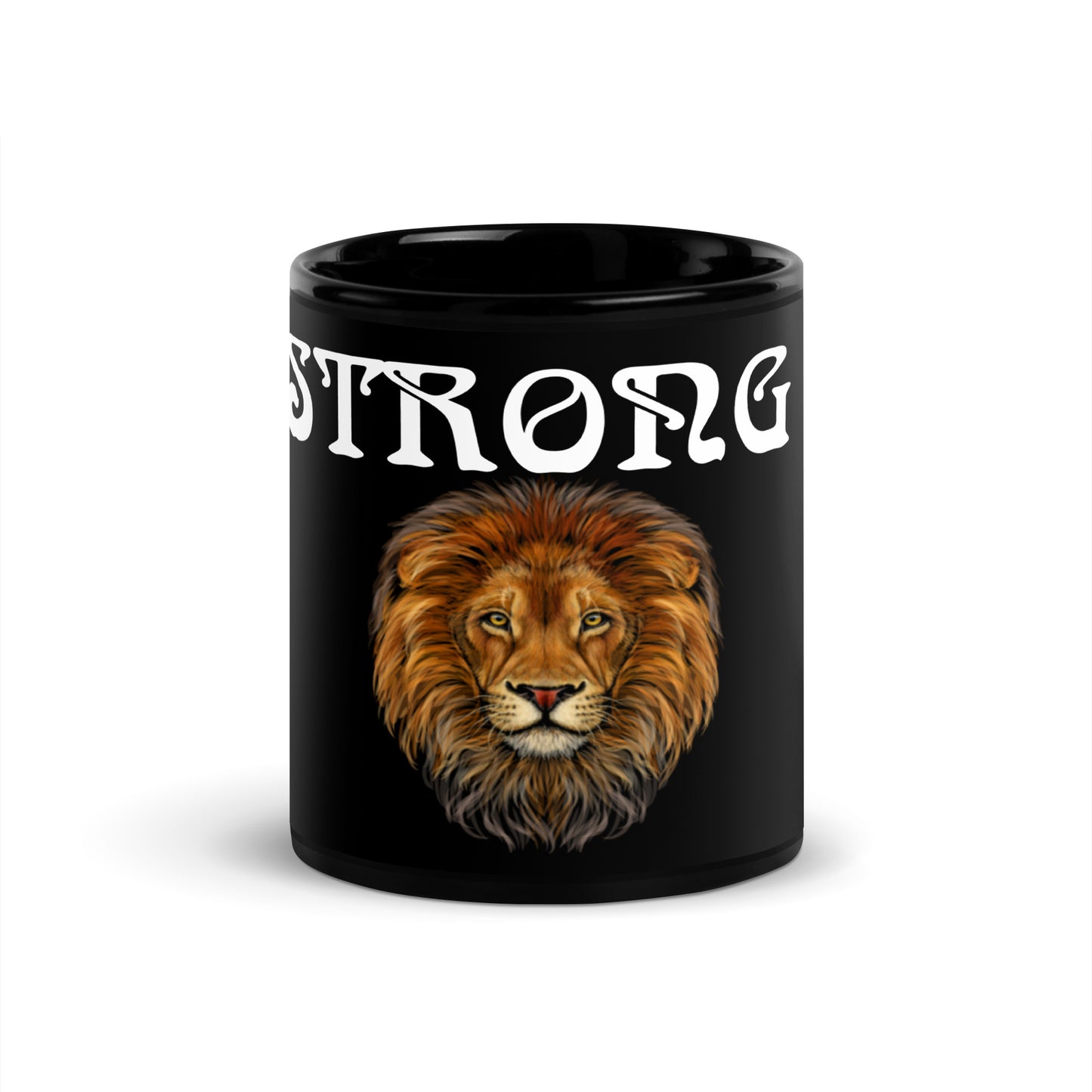 "STRONG"Black Glossy Mug W/White Font