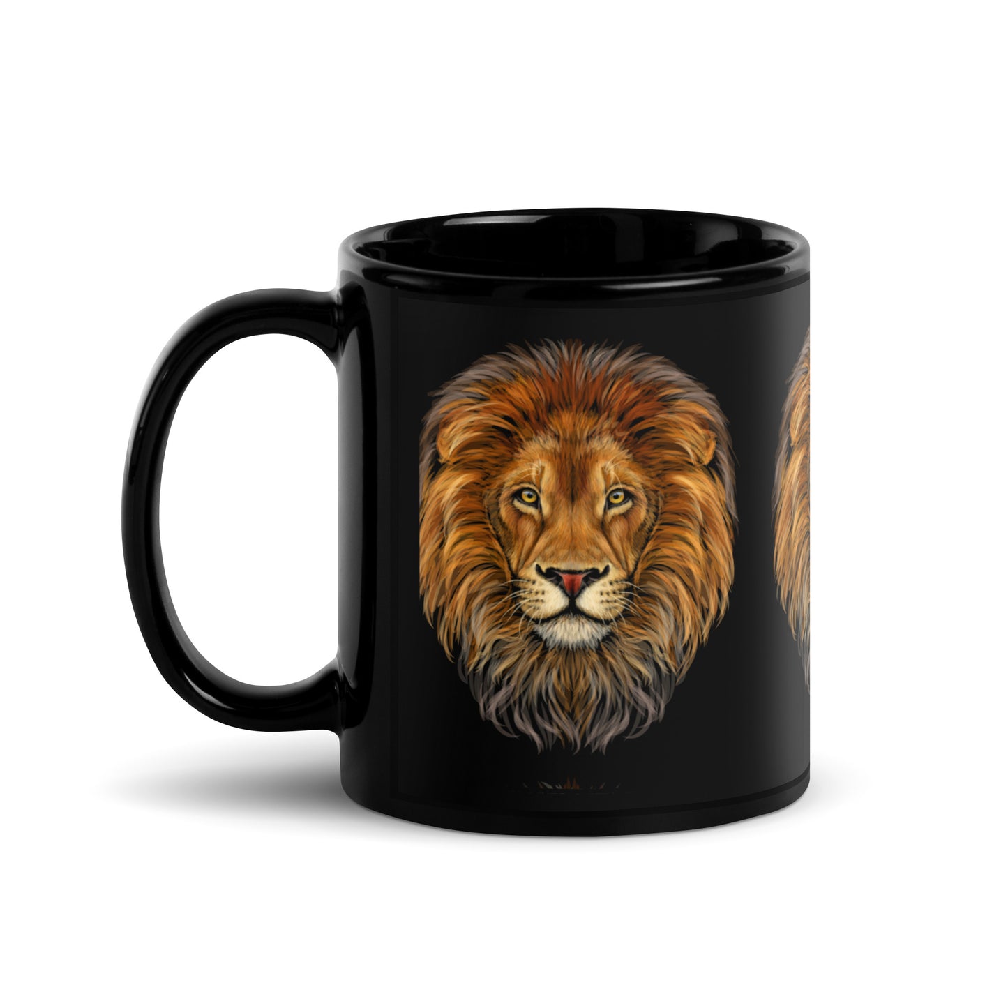 “LION”Black PatternGlossy Mug