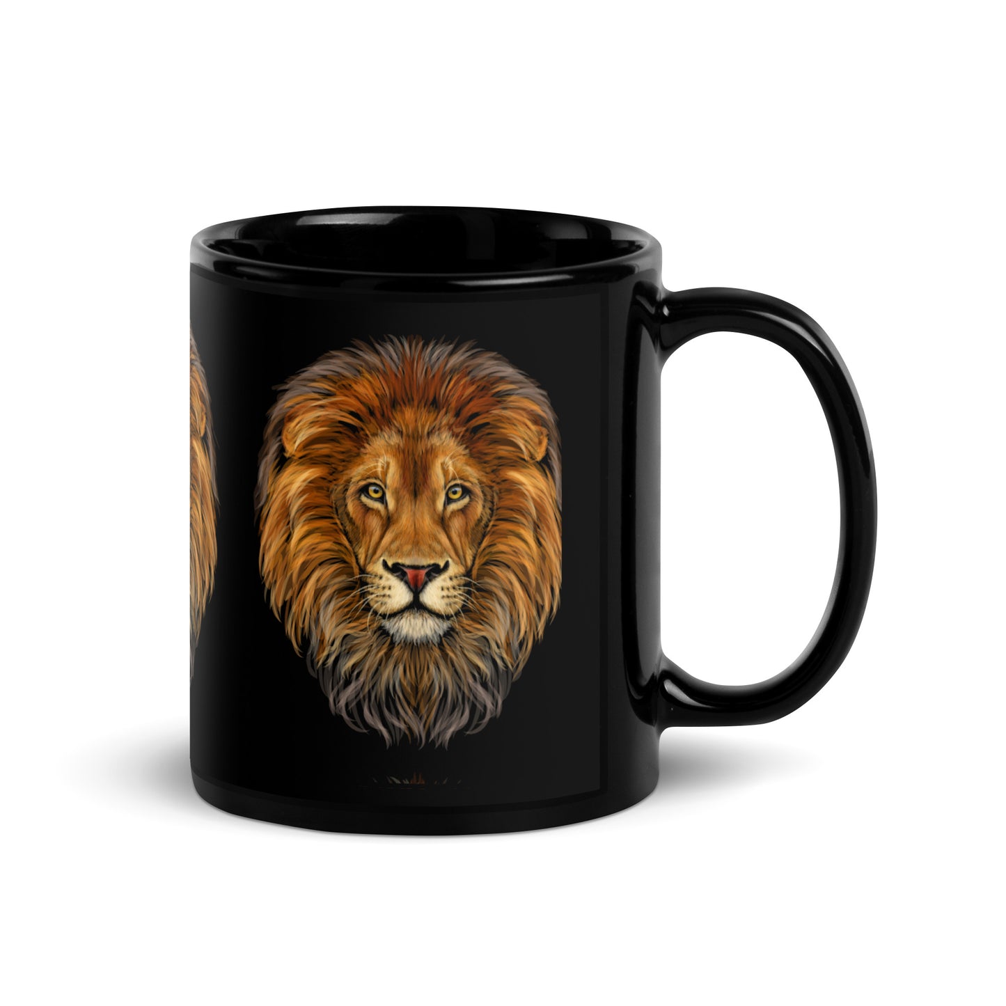 “LION”Black PatternGlossy Mug