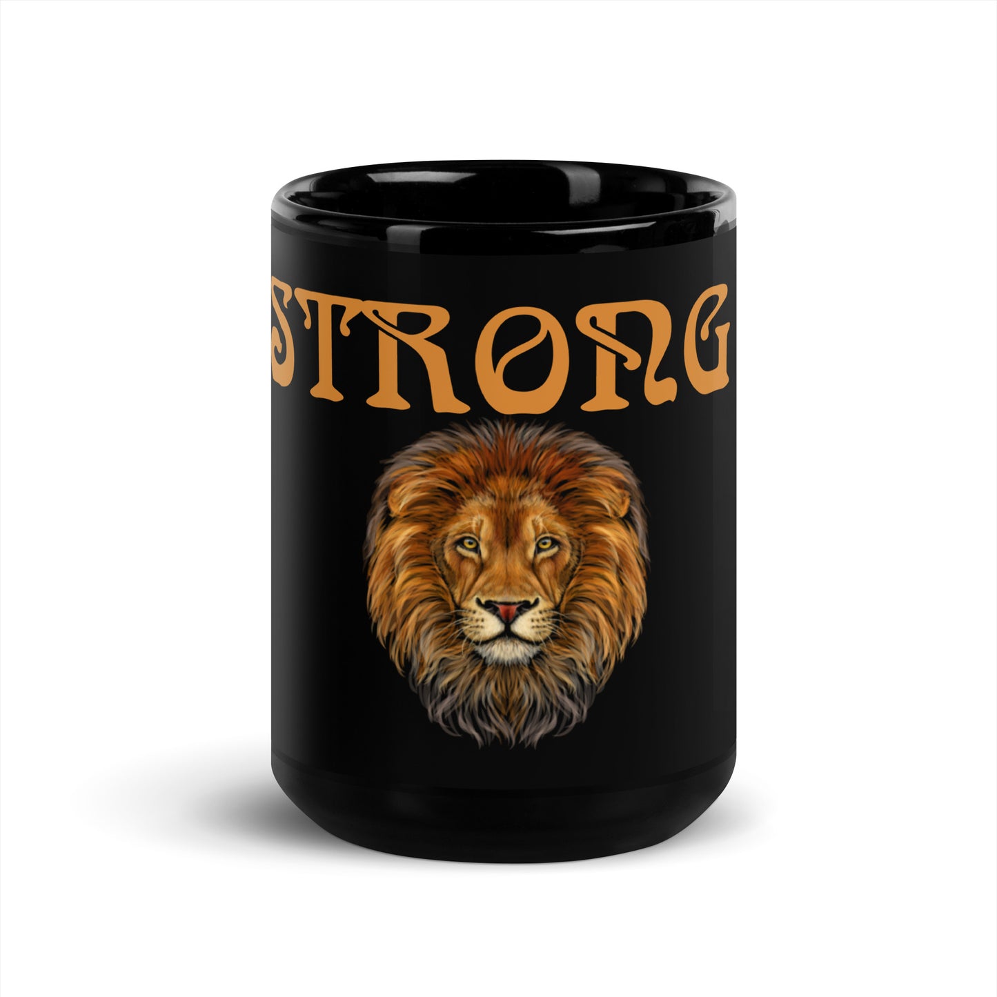 "STRONG"Black Glossy Mug W/Bronze Font