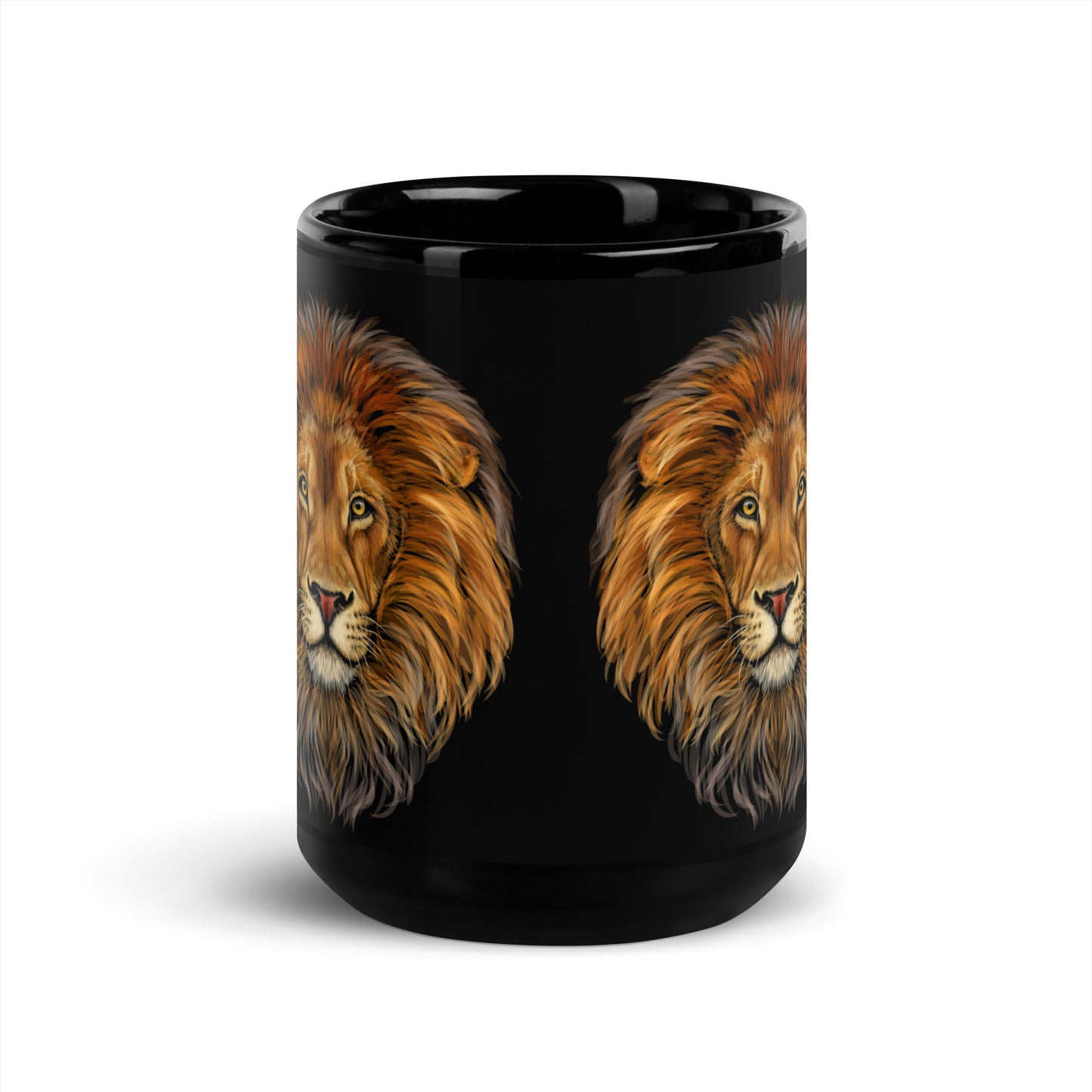 “LION”Black PatternGlossy Mug